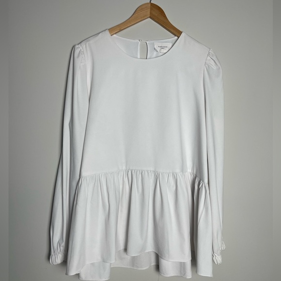 Pomander Place | Tuckernuck | White Carlota Long Blouson Sleeve Peplum Top XL - Picture 1 of 5